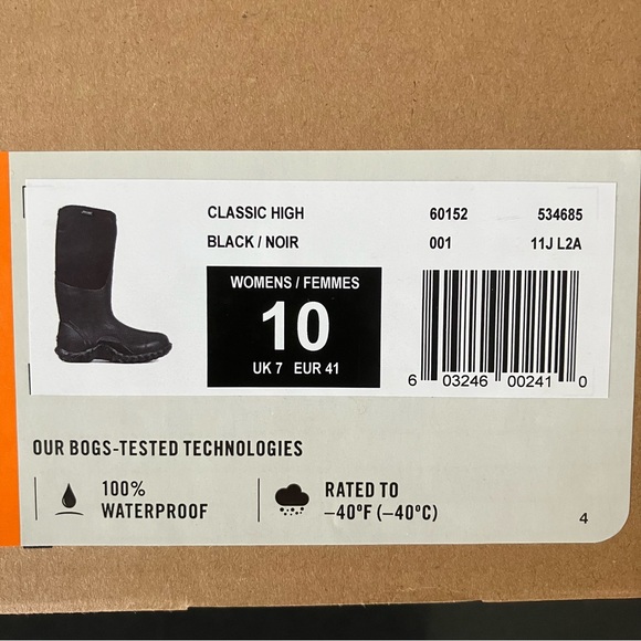 NEW Bogs Classic High waterproof boots black 10 - Picture 8 of 11